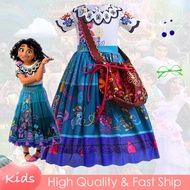 Mirabel Encanto Cosplay Costume For Kids Girl Princess Dress With Bag Christmas Halloween Performanc