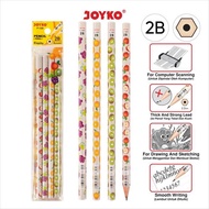 NA JOYKO 2B Patterned Pencils 1 Set of 4 Pcs Fruity Pack Pencil/s Fruit Character Wooden Writing Pen