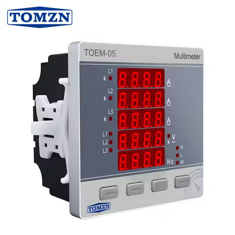TOMZN Three Phase Volt Current Frequency Multi-function Meter 3P4L AC/DC 85-265V Line-to-Line Voltag