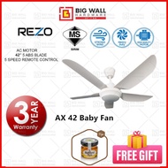 Rezo 42" Baby Ceiling Fan REZO AX42 AC Motor 5 Speed 5 ABS Blades Ceiling Fan Installation Available