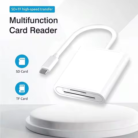 2 in 1 Type-c to SD/TF Card OTG Card Adapter,plug and play,for iPhone 16 15 Pro Pro Max For iPad Min