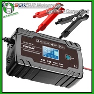 Foxsur black industrial style 12V 24V AGM charger 8A motorcycle car battery charger