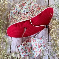 /限量/ 玫瑰款 口罩套與漁夫帽套組 手工製 棉質