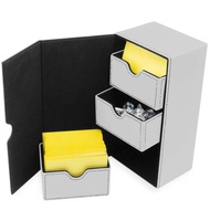 BCW Deck Vault-LX 200 - White | Premium Card Deck Box with 100 Sleeved Card Capacity, Magnetic Closu