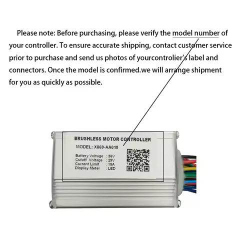 Ebike Brushless Motor Controller 36V 15A Speed Controller X869-AA018 LED for Electric Bicycle Scoote