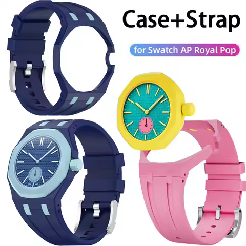 Original Soft Silicone Strap+PC Case for Swatch X Ap Royal Pop Swatch Pocket Watch Trendy Integrated