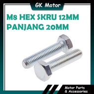 (1 BIJI) BH820 SKRU 12MM PANJANG 20MM M8 SCREW HEX HEAD SIZE 12MM LENGTH 20MM