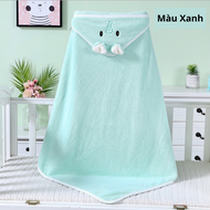 Chăn Mền ủ bông cao cấp có nón hình thú Khăn ủ khăn tắm cho bé 80x80cm
