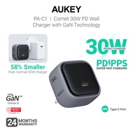 Aukey PA-C1 Comet Super Compact 30W PD PPS Super Fast Charging GaN Wall Charger for Mobile (24 Month
