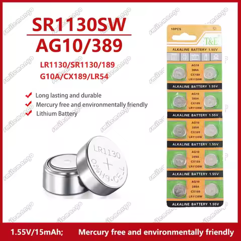 2PCS-50PCS 1.55V AG10 LR1130 SR54 389 189 SR1130 D189 LR54 Button Batteries G10A SR1130SW Cell Coin