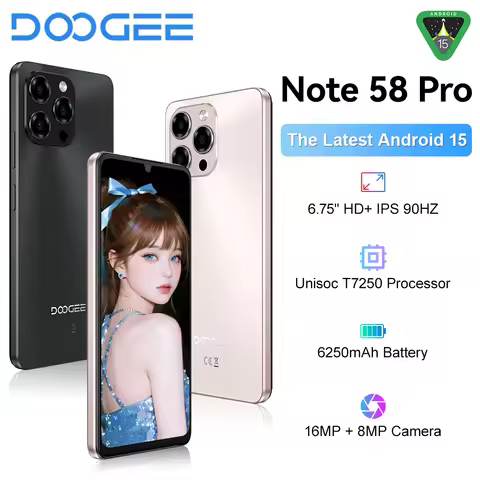 DOOGEE Note58 Pro Smartphone 6.75" HD+ Display Telephon Portable 8GB RAM 256GB ROM 6250mAh Battery A