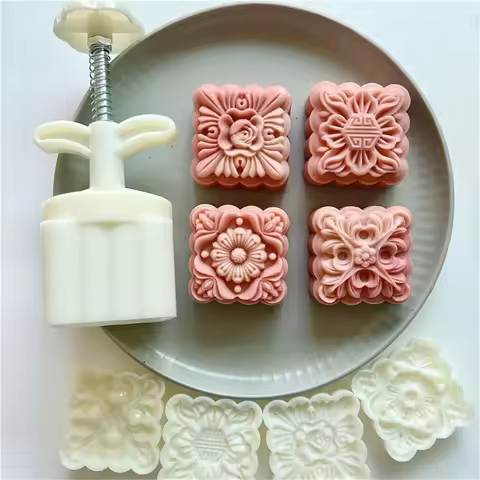Square Pattern Mold Set 75g Mid-Autumn Festival DIY Hand Pressure Fondant cake Mould Decorations Too
