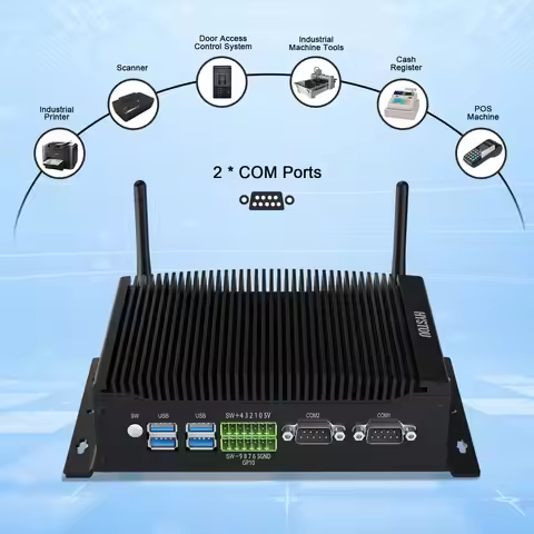 HYSTOU Fanless Mini PC 8th10th Gen GPIO HD DP Dual DB9 Pin RS232 COM DDR4 Win11 Linux Industrial Rug
