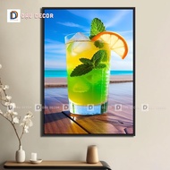 Paintings of tea shops, juice shops, coffee shops, decorative paintings for lemon tea shops, canvas 