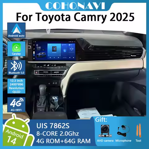 12.3inch Android14 For Toyota Camry 2025 Car Radio Gps Navigation UIS7862S 8-core 4+64G 2400*896 car