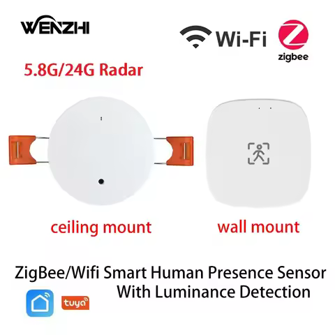 ZigBee Wifi 5.8/24G MmWave Radar Human Presence Motion Sensor Luminosity/Distance Detection 5/110/22