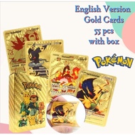 55 pcs Gold Game Cards Family Card Game Collection Pikachu Trainer Battle Toys-English Version