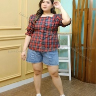 JUMBO BLOUSE WANITA KATUN LEHER KOTAK DORAYA LD 130