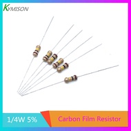 1000pcs/lot 1/4W Carbon Film Resistor 1/4 Watt 1R 10R 47R 100R 220R 1K 1.5K 2.2K 4.7K 10K 20K 22K 47
