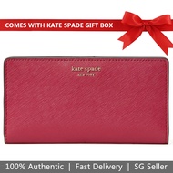 Kate Spade Wallet In Gift Box Cameron Large Slim Bifold Wallet Rosso Red # WLRU5444