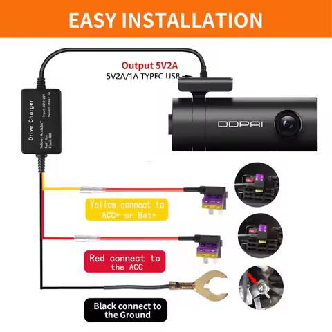 DDPAI 12/24V Micro USB Car Charger 4M Hard Wire Hardwire Kit for DDPAI Mini / DDPAI Z5 / DDPAI N3 Da