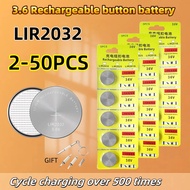 2-50PCS LIR2032 Conveniently Rechargeable Battery 2032 Lithium charging Can Replace 3.6v 40mAH CR203