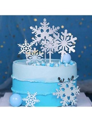 8入組雪花蛋糕裝飾塔式膠體聖誕杯子蛋糕裝飾甜點塔,適用於聖誕派對用品