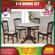 CT3BL-MTC-TOP CC61122M 1+4 Seater Round Grade A Marble Solid Wood Dining Set Kayu High Quality Turkey Fabric Chair / Dining Table / Dining Chair / Meja Makan / Kerusi Meja Makan / Buffet Makan Meja / Meja Party Makan Weekend by IFURNITURE