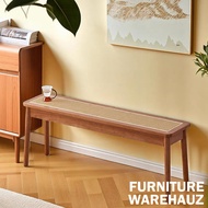 Wood Rattan Dining Bench Cherry 1.2m