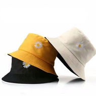 Topi Bucket Bunga Daisy  Bucket Hat Wanita dewasa Korean Style - Buckat Hat Bolak balik