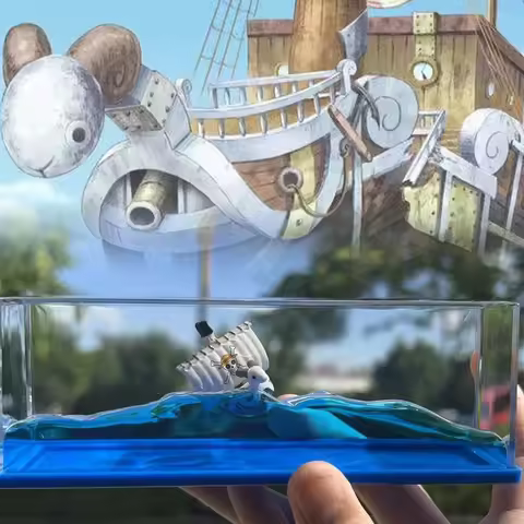 One Piece Going Merry Floating Barcos Thousand Sunny Ship in Fluid Liquid Barcos Floating Boat Desk 