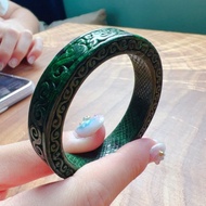 老花青翡翠寶寶雕花手鐲 | 內徑43.7mm | 天然緬甸A貨翡翠 | 送禮