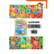 1kg [ ORIGINAL MIX ] Hepin Gummy (Gula Gula Kunyah Perisa Buah Buahan)
