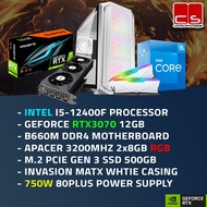 White PC Build Package with Intel I5-12400f + RTX 3070 EAGLE OC 8GB