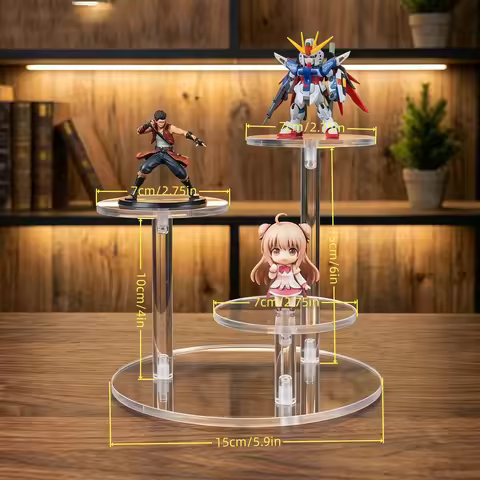 Round 3-Tier & 4-Tier Acrylic Display Stand,Multi-Tier Display Stand for Figures, Blind Boxes, Cosme