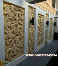Relief Batu Alam Ukir Dinding Minimalis Motif Klasik
