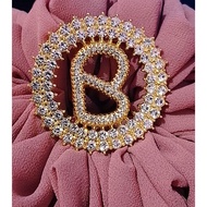 Bros Bahu Lingkar Button Full Permata | Bros Button Bulat Besar | Bros Branded | Bros B | Bros Jilba