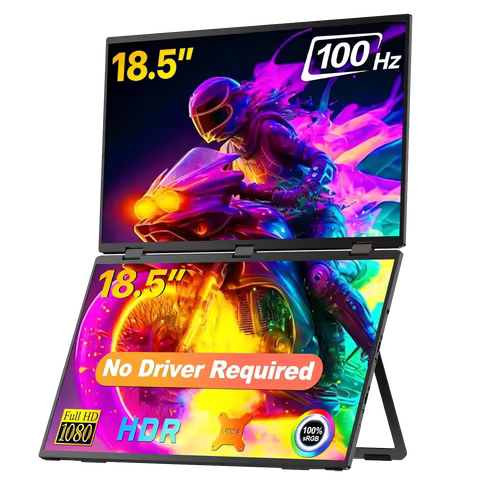 UPERFECT Delta 18.5" 100Hz Dual Portable Monitor for Laptop Screen Extender 1080P HDR 360° Folding S