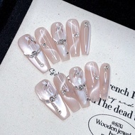 10pcs Pure Hand-Made Wearable Nail Art, Press On Acrylic Nails French Tip Nails Press On Nails Press