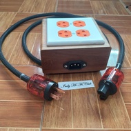 บล็อคพ่วงไม้สัก R270U ชนิด 4 ช่องเสียบ พร้อมสายไฟพ่วง สามารถเลือกความยาวสายได้