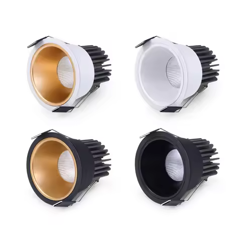 Anti-glare LED COB Spotlight 12W 15W 18W Dimmable Recessed Downlight 7W 10W 60° All Aluminum 2200K 2