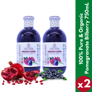 Georgia's Natural - Pomegranate Bilberry Juice 750mL 2 or 4 bottles | 100% Pure &amp; Organic | PREMIUM