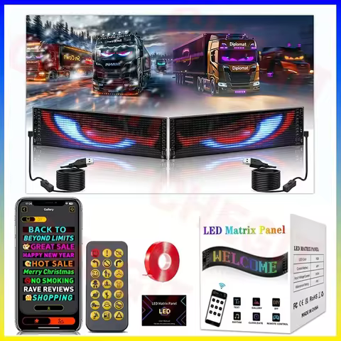 Led Display Truck Eye Car Sign Bluetooth APP Matrix Pixel Panel Night Light DIY Programmable Flexibl