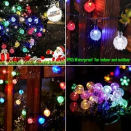 Solar String Lights Outdoor, 2 Pack Total 42ft 60 LED Crystal Ball Waterproof Solar Powered Globe Li