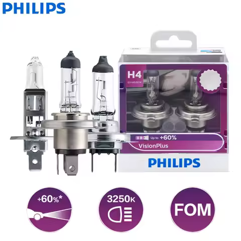 Philips VisionPlus H1 H3 H4 H7 H11 9003 9005 9006 HB2 HB3 HB4 VP 12V +60% More Bright Light Car Halo
