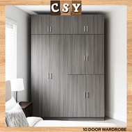 [CSY] Almari 10 Pintu Wardrobe 衣橱 5'x8'  | Almari Murah Mewah | 2 Plilihan Warna | 𝐅𝐑𝐄𝐄 𝐏𝐄𝐌𝐀𝐒𝐀𝐍𝐆𝐀𝐍