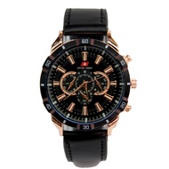 Jam Tangan Kasual Pria Tali Kulit SWISS ARMY Jam Tangan Mewah Jam Tangan Elegan Ring Rose Gold