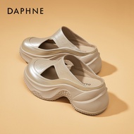 Daphne | Black Thick-soled Sandal-style Peep-toe Slippers