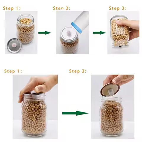 EMECE-Mason Jar Vacuum Lid Set Food Vacuum Jar Mason Jar Vacuum Pump Head Handheld Jar Sealer Vacuum