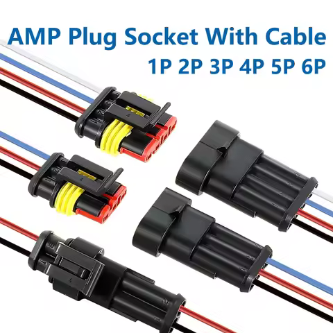 5Sets AMP Waterproof Electrical Auto Connector Male Female Plug with Wire Cable harness for Car Moto